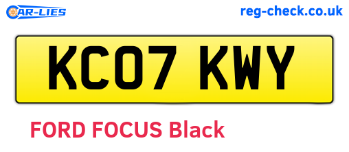 KC07KWY are the vehicle registration plates.