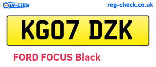 KG07DZK are the vehicle registration plates.