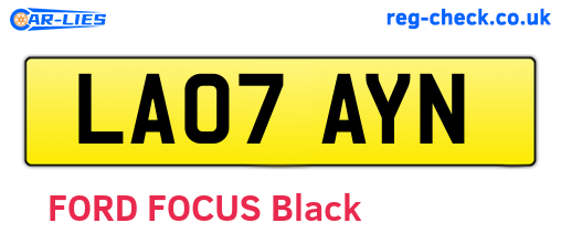 LA07AYN are the vehicle registration plates.