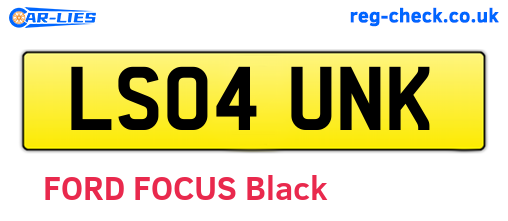 LS04UNK are the vehicle registration plates.