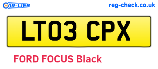 LT03CPX are the vehicle registration plates.