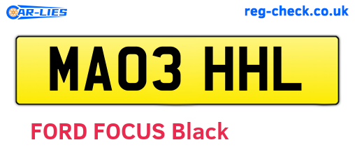 MA03HHL are the vehicle registration plates.