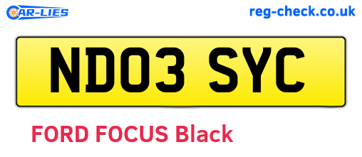 ND03SYC are the vehicle registration plates.