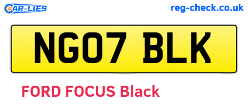 NG07BLK are the vehicle registration plates.