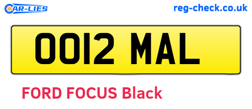 OO12MAL are the vehicle registration plates.