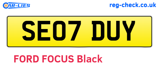 SE07DUY are the vehicle registration plates.