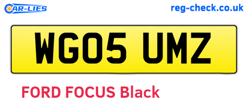 WG05UMZ are the vehicle registration plates.