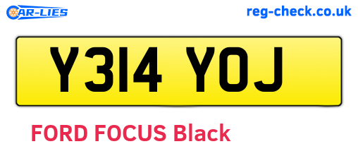 Y314YOJ are the vehicle registration plates.