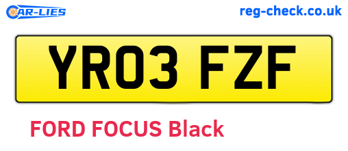 YR03FZF are the vehicle registration plates.