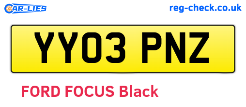 YY03PNZ are the vehicle registration plates.
