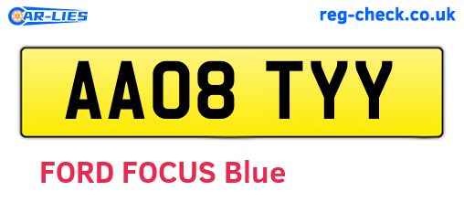 AA08TYY are the vehicle registration plates.
