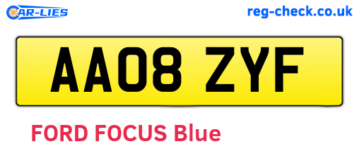 AA08ZYF are the vehicle registration plates.