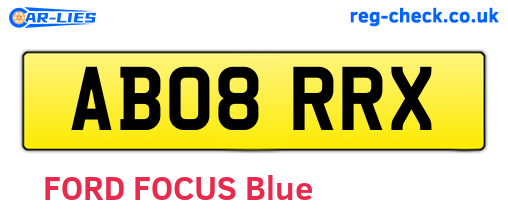 AB08RRX are the vehicle registration plates.