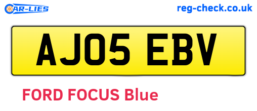 AJ05EBV are the vehicle registration plates.