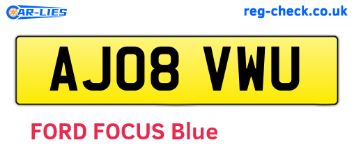 AJ08VWU are the vehicle registration plates.