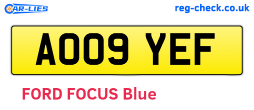 AO09YEF are the vehicle registration plates.