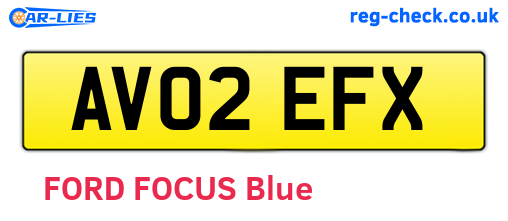 AV02EFX are the vehicle registration plates.