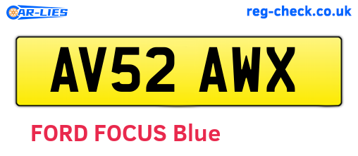 AV52AWX are the vehicle registration plates.