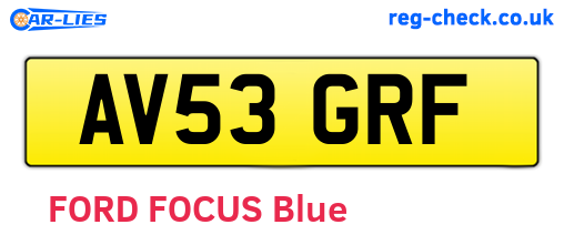 AV53GRF are the vehicle registration plates.