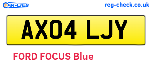 AX04LJY are the vehicle registration plates.