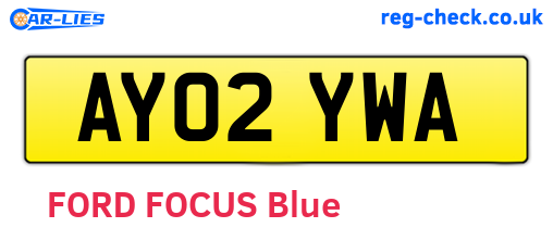 AY02YWA are the vehicle registration plates.