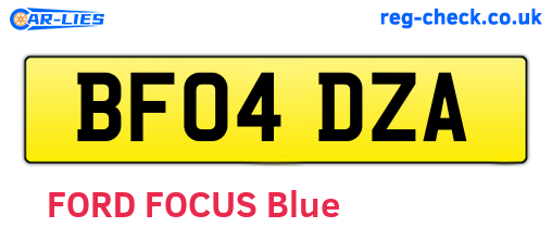 BF04DZA are the vehicle registration plates.
