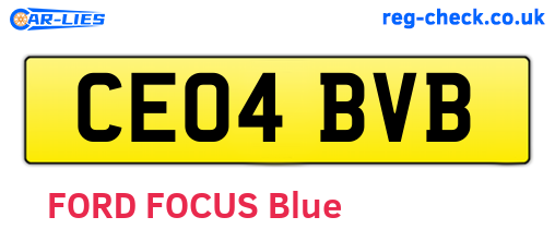 CE04BVB are the vehicle registration plates.