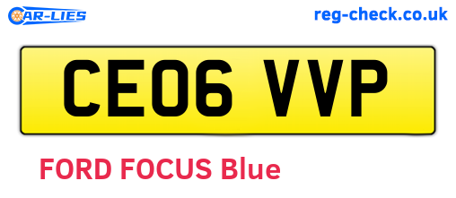 CE06VVP are the vehicle registration plates.