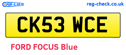 CK53WCE are the vehicle registration plates.