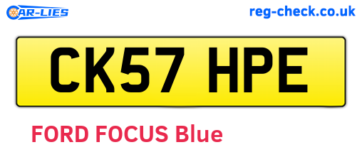CK57HPE are the vehicle registration plates.