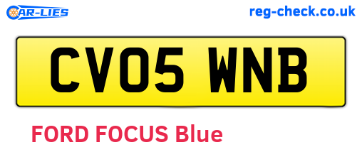 CV05WNB are the vehicle registration plates.