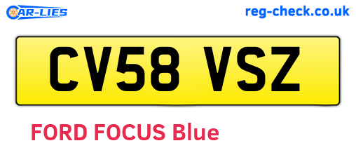 CV58VSZ are the vehicle registration plates.