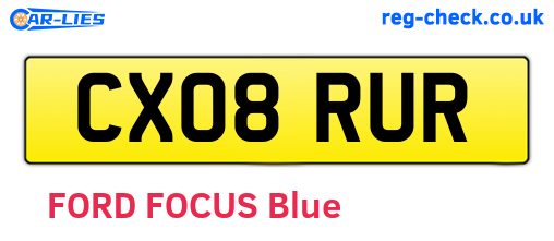 CX08RUR are the vehicle registration plates.