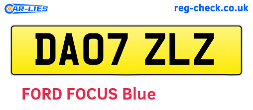 DA07ZLZ are the vehicle registration plates.