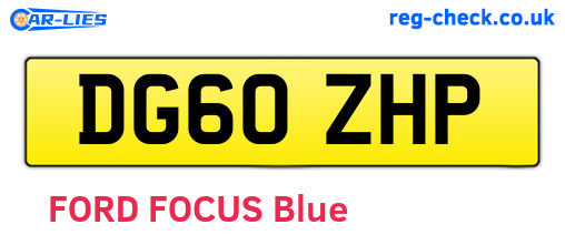DG60ZHP are the vehicle registration plates.