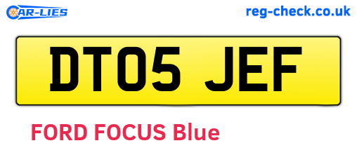 DT05JEF are the vehicle registration plates.