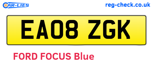 EA08ZGK are the vehicle registration plates.