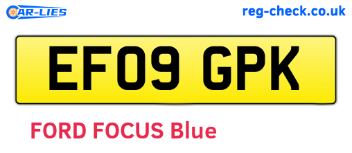 EF09GPK are the vehicle registration plates.