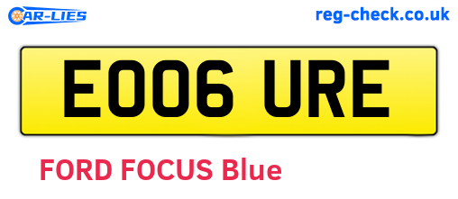 EO06URE are the vehicle registration plates.