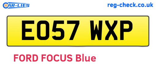 EO57WXP are the vehicle registration plates.