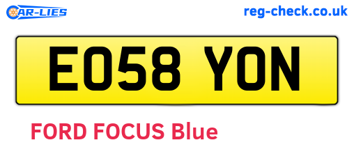 EO58YON are the vehicle registration plates.