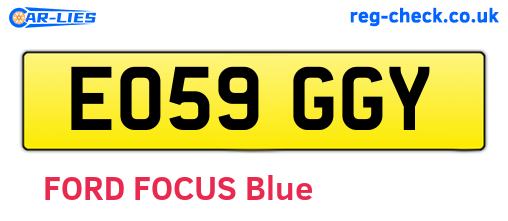 EO59GGY are the vehicle registration plates.