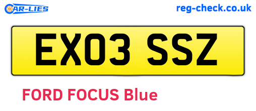 EX03SSZ are the vehicle registration plates.