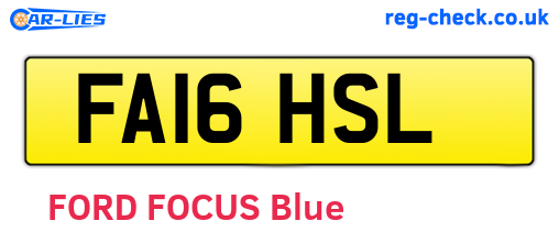 FA16HSL are the vehicle registration plates.