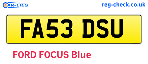 FA53DSU are the vehicle registration plates.