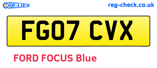 FG07CVX are the vehicle registration plates.