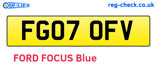 FG07OFV are the vehicle registration plates.