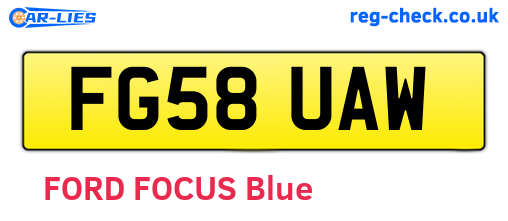 FG58UAW are the vehicle registration plates.