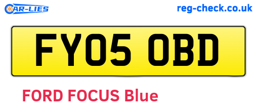 FY05OBD are the vehicle registration plates.