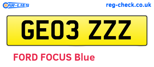 GE03ZZZ are the vehicle registration plates.
